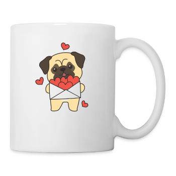 Mops zum Valentinstag süße Tiere mit Herzen - Tasse - Weiß - Rechts