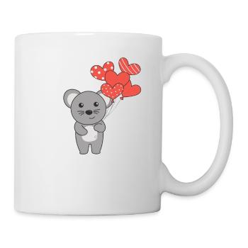 Souris pour la Saint-Valentin animaux mignons avec des cœurs - Mug blanc - blanc - Droite