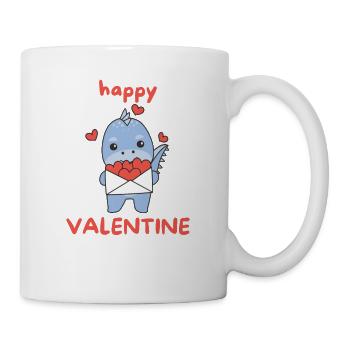Dino zum Valentinstag süße Tiere mit Herzen - Tasse - Weiß - Rechts