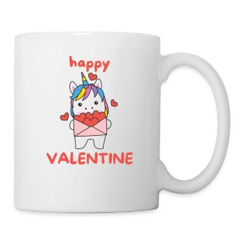 Einhorn zum Valentinstag süße Tiere mit Herzen - Tasse - Weiß - Rechts