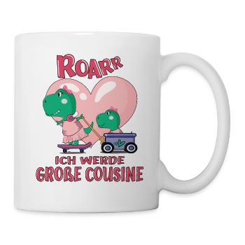 Cousine Ich werde große Cousine Dinos Cousinen - Tasse - Weiß - Rechts
