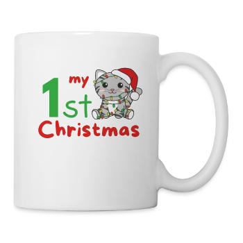 Chat de Noël Chats mon 1er Noël - Mug blanc - blanc - Droite