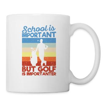 L’école est importante, mais le golf est un plaisir important - Mug blanc - blanc - Droite
