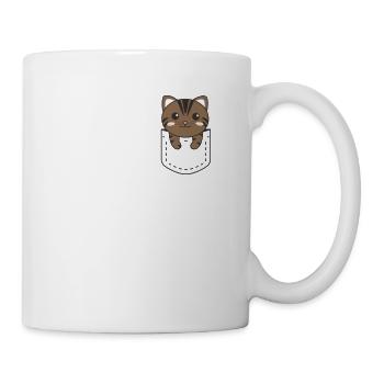 Katze in Tasche süße Katzen in Brusttasche - Tasse - Weiß - Rechts