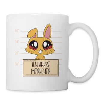 Hase Ich hasse Menschen - Tasse - Weiß - Rechts