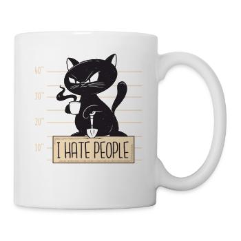 Katze I Hate People - Tasse - Weiß - Rechts