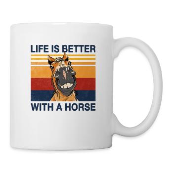 Life is better with horse rider design - Mug - white - Right