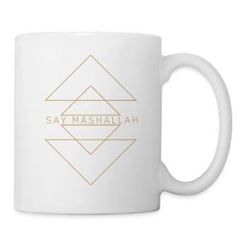 "SAY MASHALLAH", Dreiecke, goldgelb - Tasse - Weiß - Rechts