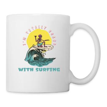 Je suis totalement en planche avec surfeur rétro drôle - Mug blanc - blanc - Droite