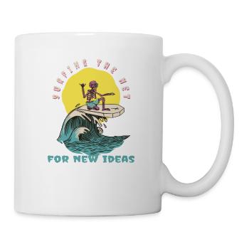 Surfer sur le Net pour de nouvelles idées Drôle de surfeur rétro - Mug blanc - blanc - Droite