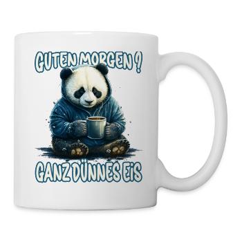 Ganz Dünnes Eis Morgenmuffel Panda Bär Kaffee - Tasse - Weiß - Rechts