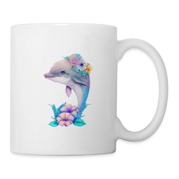 dolphin animal cute wild zoo sea ocean nature child - Mug - white - Right