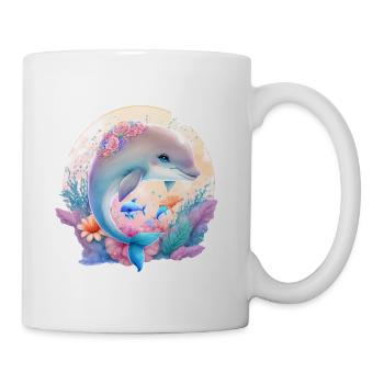 dolphin animal cute wild zoo sea ocean nature child - Mug - white - Right