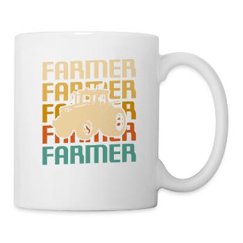 Retro Vintage Classic Farmer Farming - Tasse - Weiß - Rechts