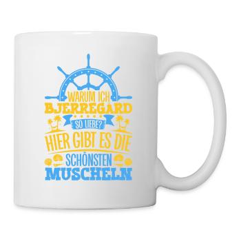Schöne Muscheln - Warum ich Bjerregård so liebe - Tasse - Weiß - Rechts