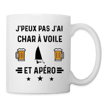 j'peux pas char à voile apéro - Mug blanc - blanc - Droite