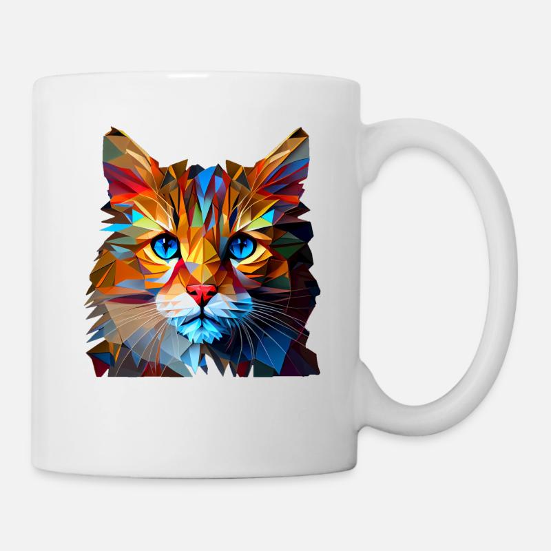 Katze Katzen Kätzchen Polygon Katze - Tasse - Weiß