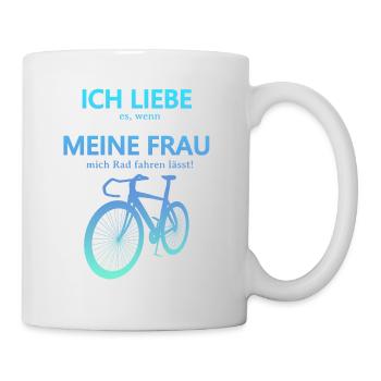 Rennrad Liebe meine Frau 3D Perspektive Türkis - Tasse - Weiß - Rechts