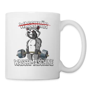 Waschbär Waschmaschine Bodybuilding Fitness Gym - Tasse - Weiß - Rechts