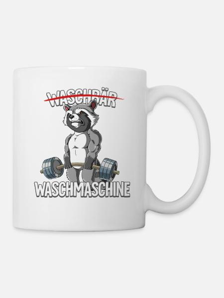 Waschbär Waschmaschine Bodybuilding Fitness Gym - Tasse - Weiß