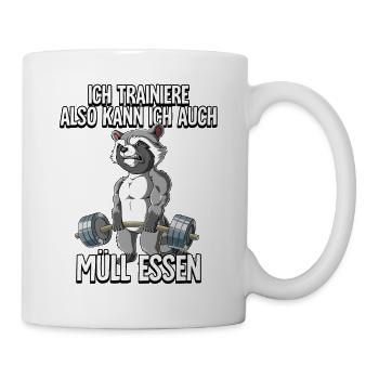 Waschbär Bodybuilding Fitness Gym - Tasse - Weiß - Rechts