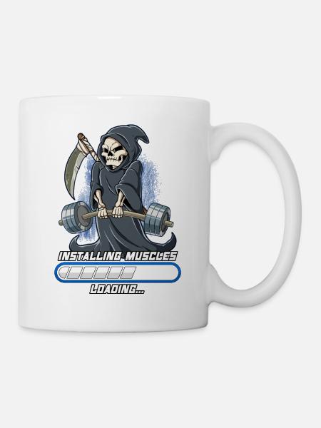Sensenmann Muskeln Aufbauen Bodybuilding Fitness - Tasse - Weiß
