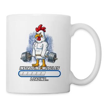 Hahn Muskeln Aufbauen Bodybuilding Fitness Gym - Tasse - Weiß - Rechts