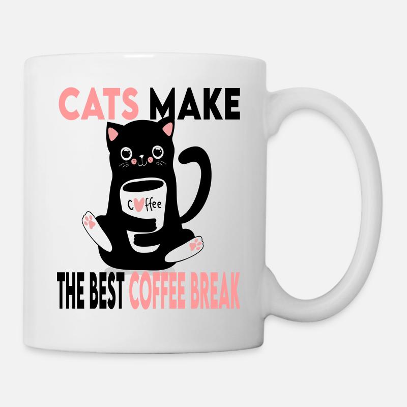 cats make the best coffee break - Mug - white