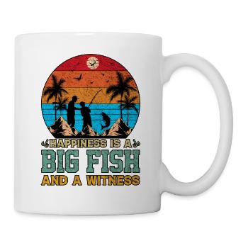 Le bonheur est un gros poisson et un témoin de la pêche - Mug blanc - blanc - Droite