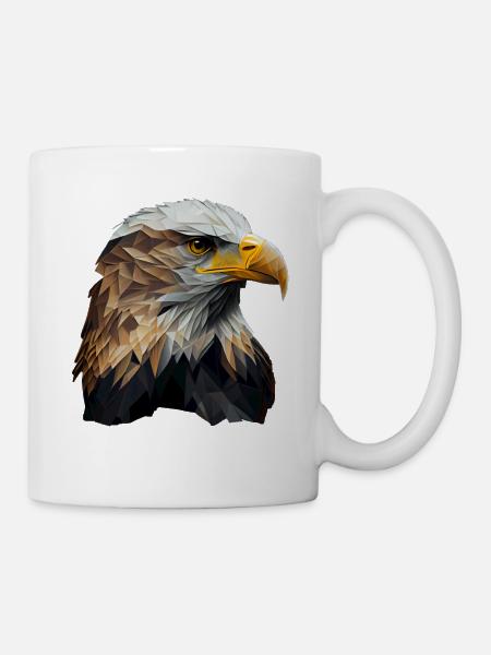 Cooles Polygon Design Mit Einem Weißkopfseeadler - Tasse - Weiß