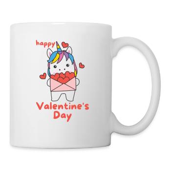 Einhorn zum Valentinstag süße Tiere mit Herzen - Tasse - Weiß - Rechts