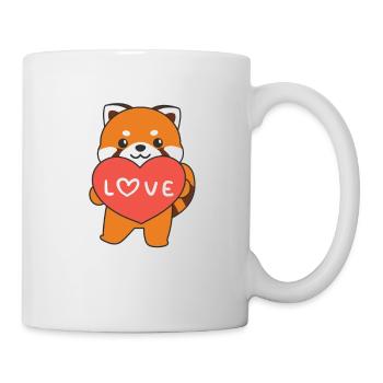 Roter Panda zum Valentinstag süße Tiere mit Herzen - Tasse - Weiß - Rechts