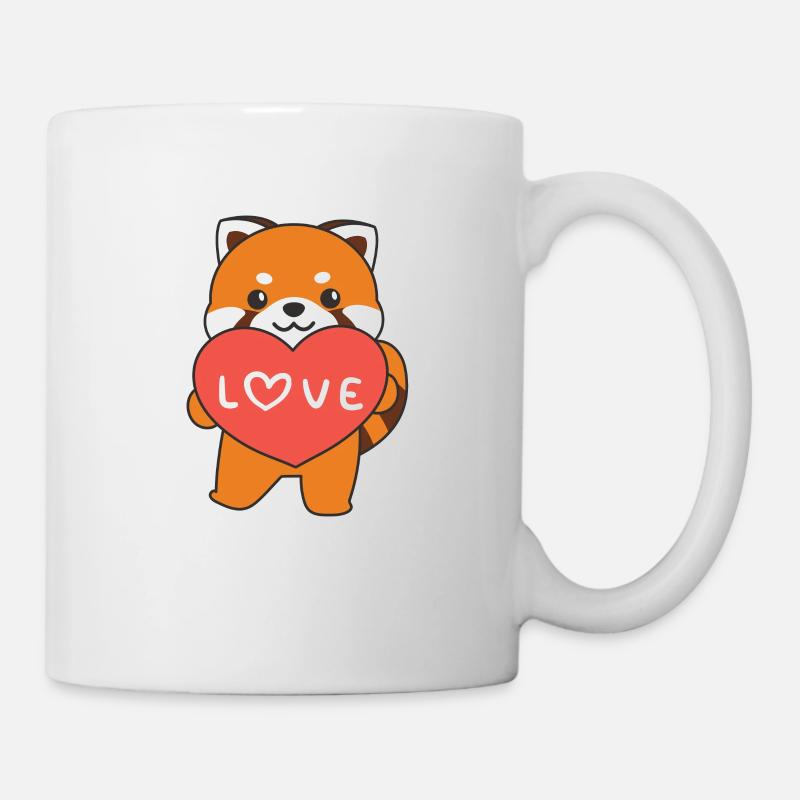 Panda roux pour la Saint-Valentin animaux mignons avec des cœurs - Mug blanc - blanc