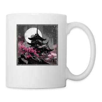 Vintage Japanese Sakura Cherry Blossom Temple - Mug - white - Right