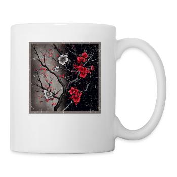 Temple japonais vintage des fleurs de cerisier Sakura - Mug blanc - blanc - Droite
