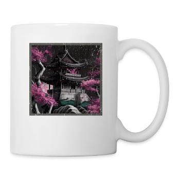 Vintage Japanese Sakura Cherry Blossom Temple - Mug - white - Right