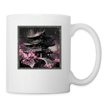Temple japonais vintage des fleurs de cerisier Sakura - Mug blanc - blanc - Droite