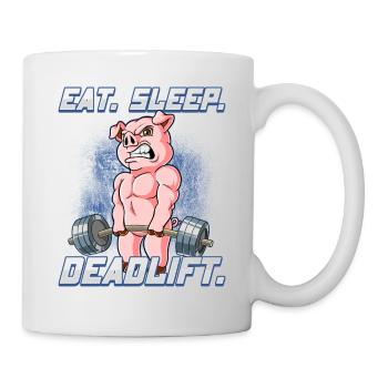 Schwein Bodybuilding Fitness Gym Deadlift - Tasse - Weiß - Rechts