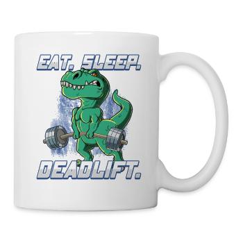T-Rex Bodybuilding Fitness Gym Deadlift - Tasse - Weiß - Rechts