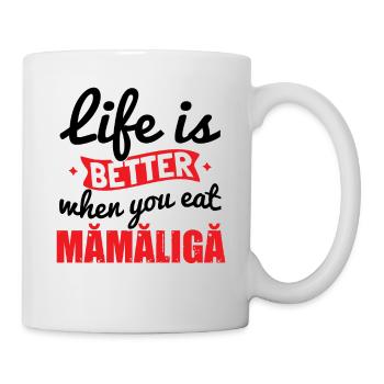 Mangez de la nourriture roumaine Mamaliga - Mug blanc - blanc - Droite