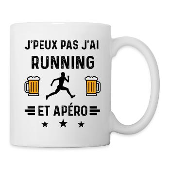 j'peux pas running courir apéro - Mug blanc - blanc - Droite