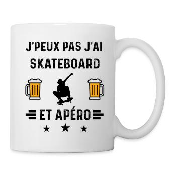 j'peux pas skateboard apéro - Mug blanc - blanc - Droite