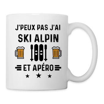 j'peux pas ski alpin apéro - Mug blanc - blanc - Droite