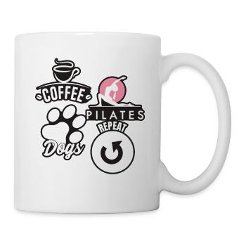 Coffee Pilates Dogs Repeat Funny Pilates - Mug - white - Right