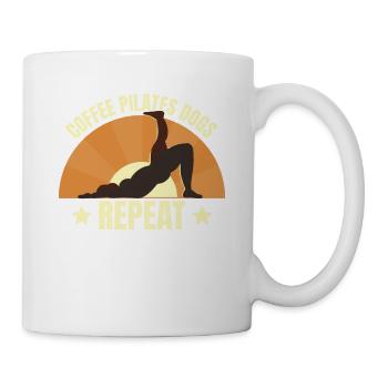 Coffee Pilates Dogs Repeat Funny Pilates - Mug - white - Right
