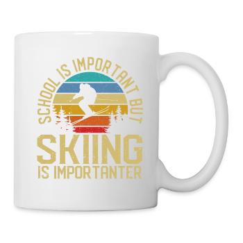 L’école est importante, mais le ski reste - Mug blanc - blanc - Droite