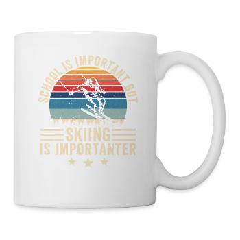 L’école est importante, mais le ski est plus important - Mug blanc - blanc - Droite