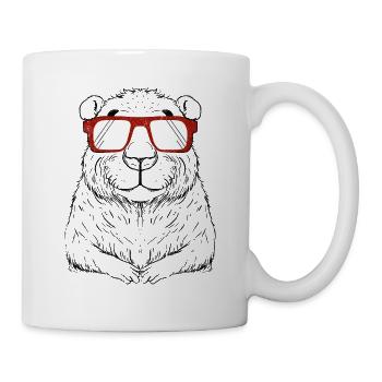 Cooles Wasserschwein mit roter Brille Lustiges Nagetier-Wortspiel - Tasse - Weiß - Rechts