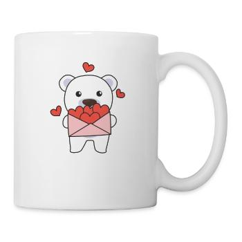 Polar bear for Valentine's Day cute animals with hearts - Mug - white - Right
