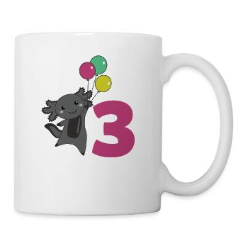 Axolotl dritter Geburtstag Luftballons für Kinder - Tasse - Weiß - Rechts